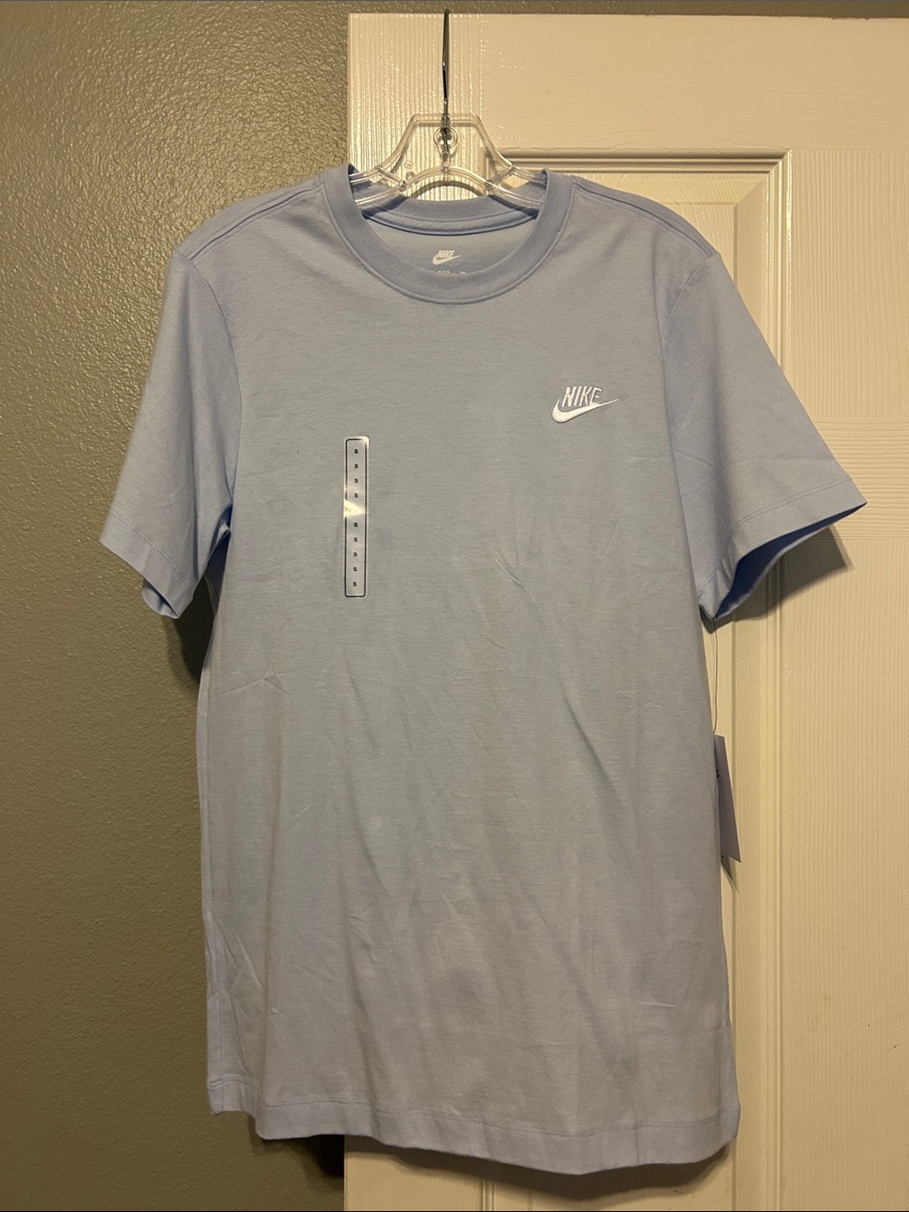 Nike Men’s Light Blue Crewneck Tee with White Swoosh